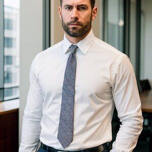 Jim Thompson‎ "Signature" Designer Tie Thai Silk Geometric Print Design 54"